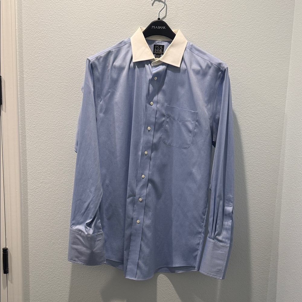 Jos. A. Bank Light Blue Dress Shirt with White Collar